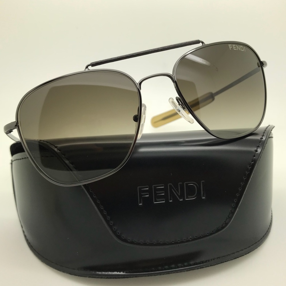 Fendi FS5217L Metal Unisex Gray Brown Sunglasses